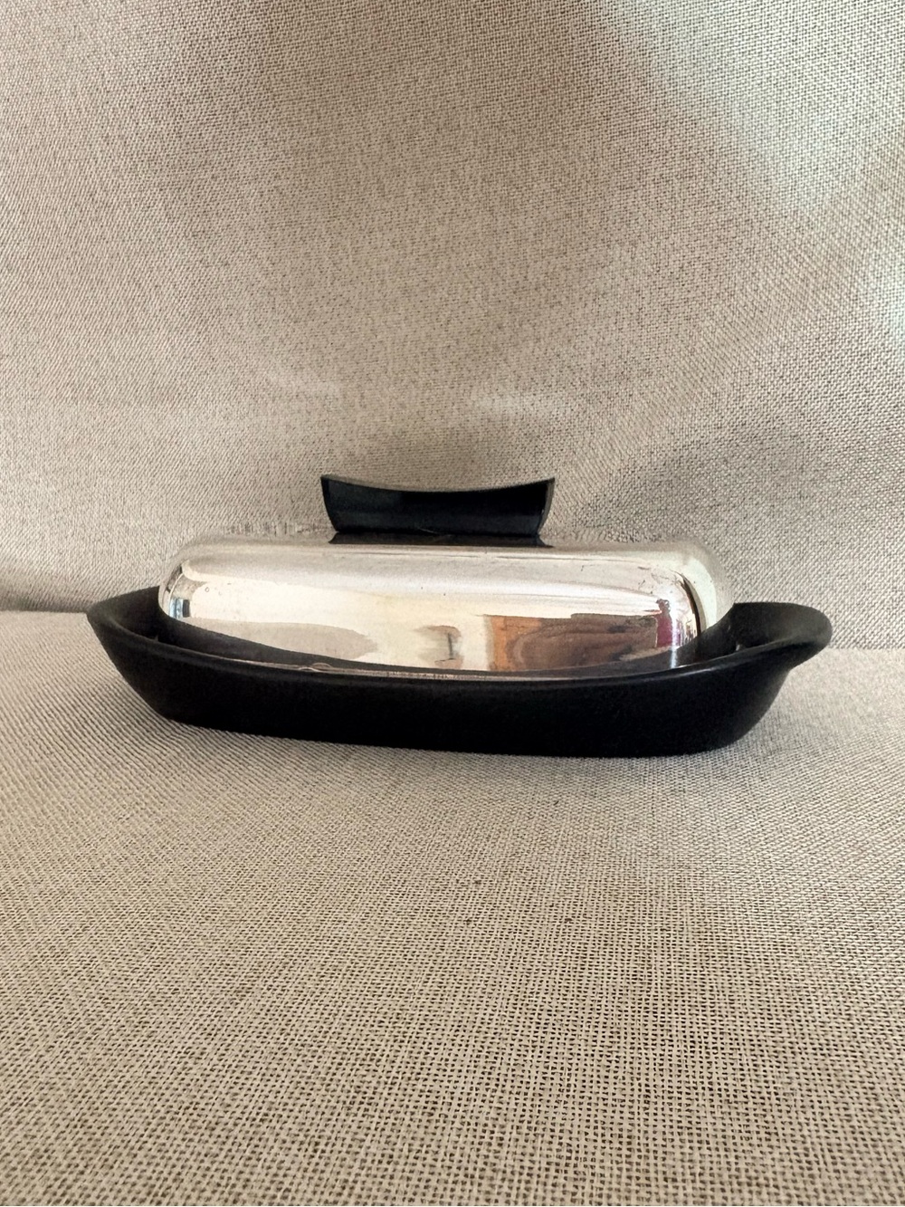 Towle Sterling Silver Modernist Butter Dish Matte Black Ceramic Base Earl Pardon - Picture 9 of 15